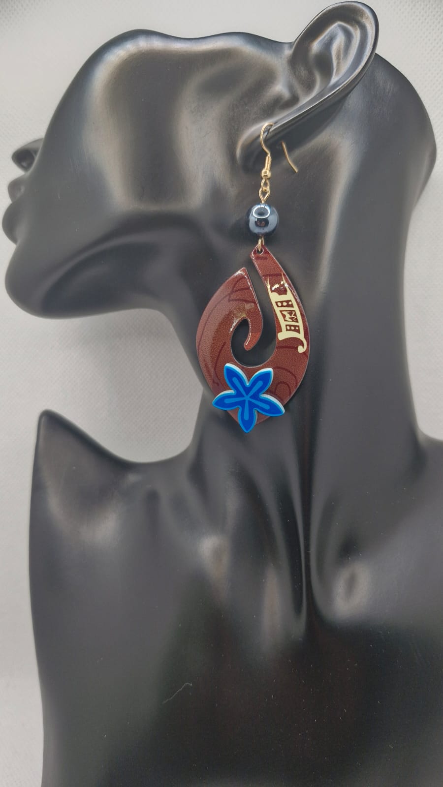 Boho Tribal Teardrop Resin Earrings – Exotic Floral Cutout Drops in Earthy Tones
