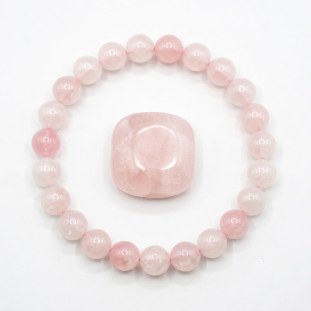 Pink Rose Quartz Beaded Bracelet