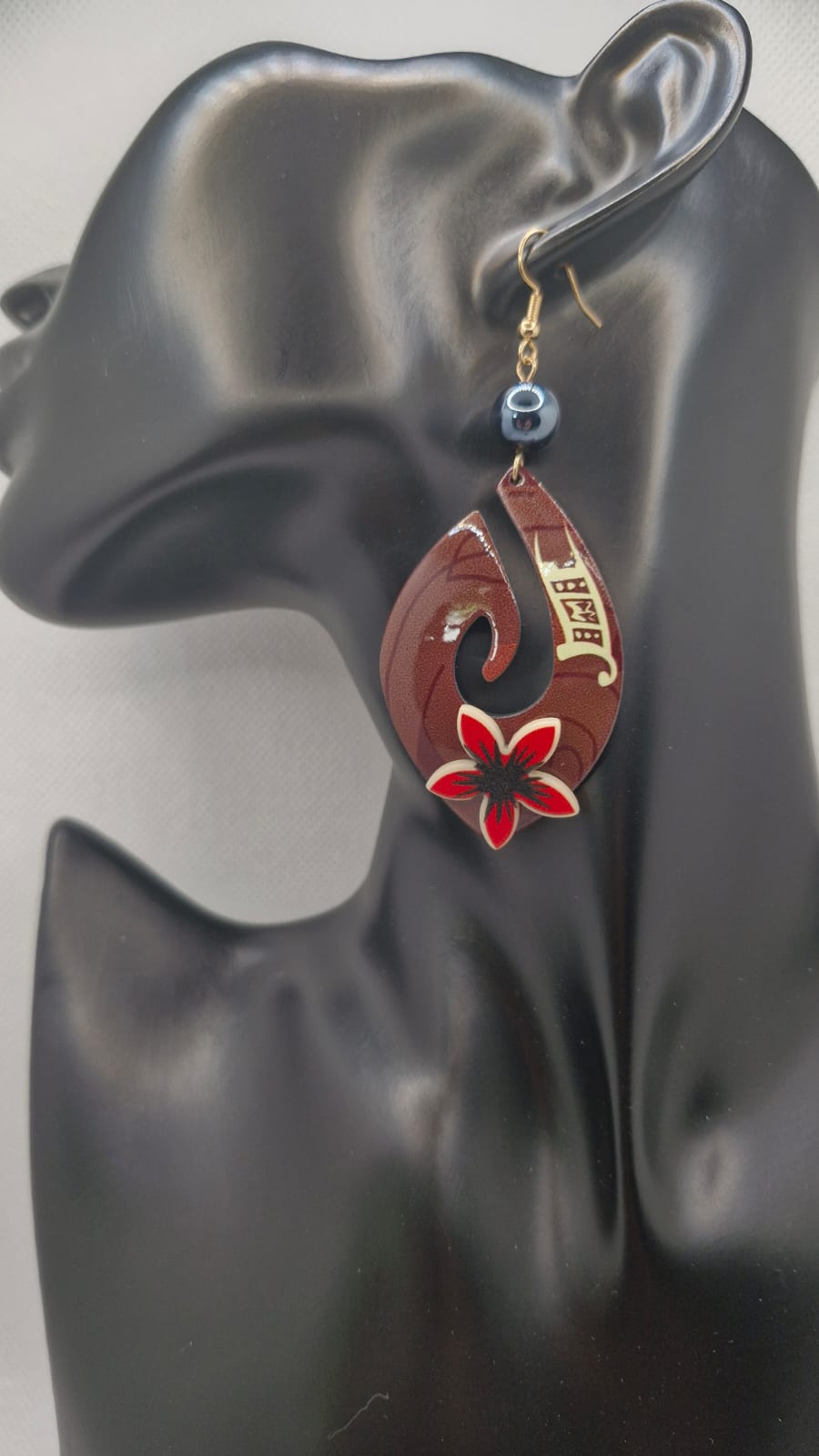 Boho Tribal Teardrop Resin Earrings – Exotic Floral Cutout Drops in Earthy Tones