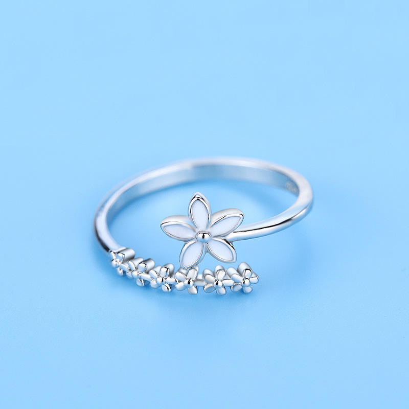Silver Flower Cluster Boho Ring – Adjustable Daisy Bloom Openwork Statement Ring