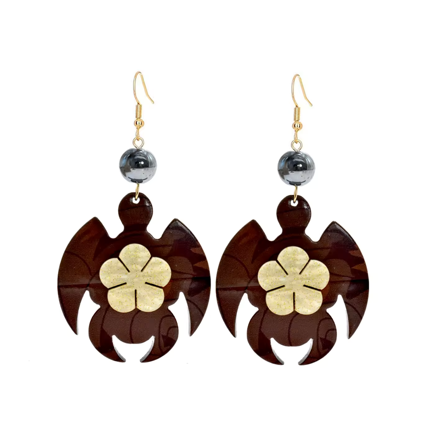 Boho Sea Turtle Resin Earrings
