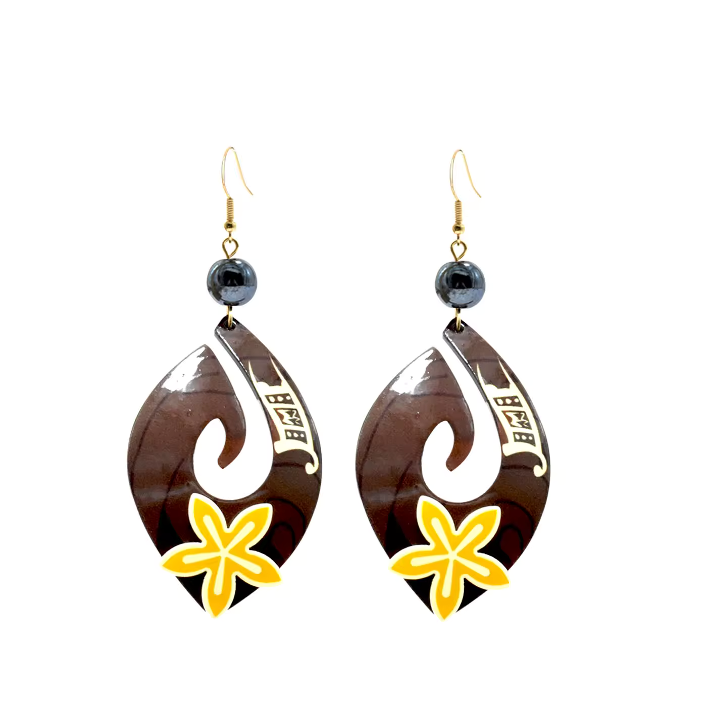 Boho Tribal Teardrop Resin Earrings – Exotic Floral Cutout Drops in Earthy Tones