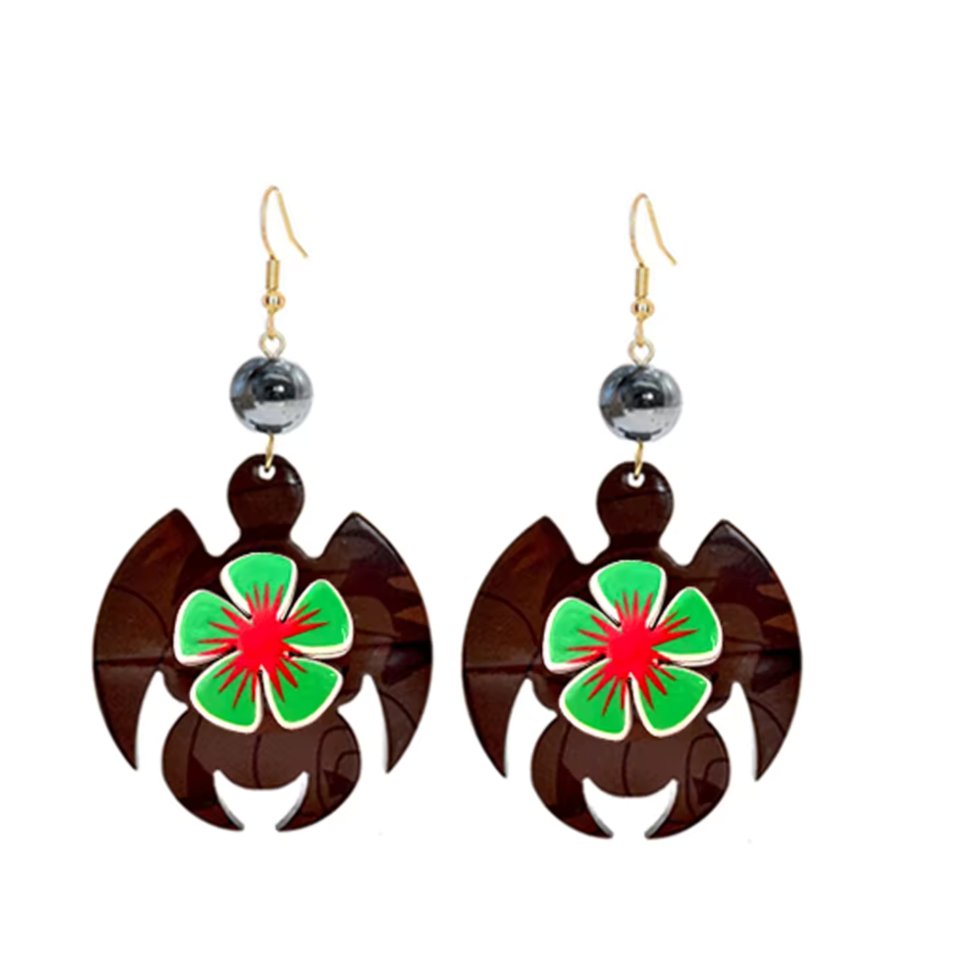 Boho Sea Turtle Resin Earrings