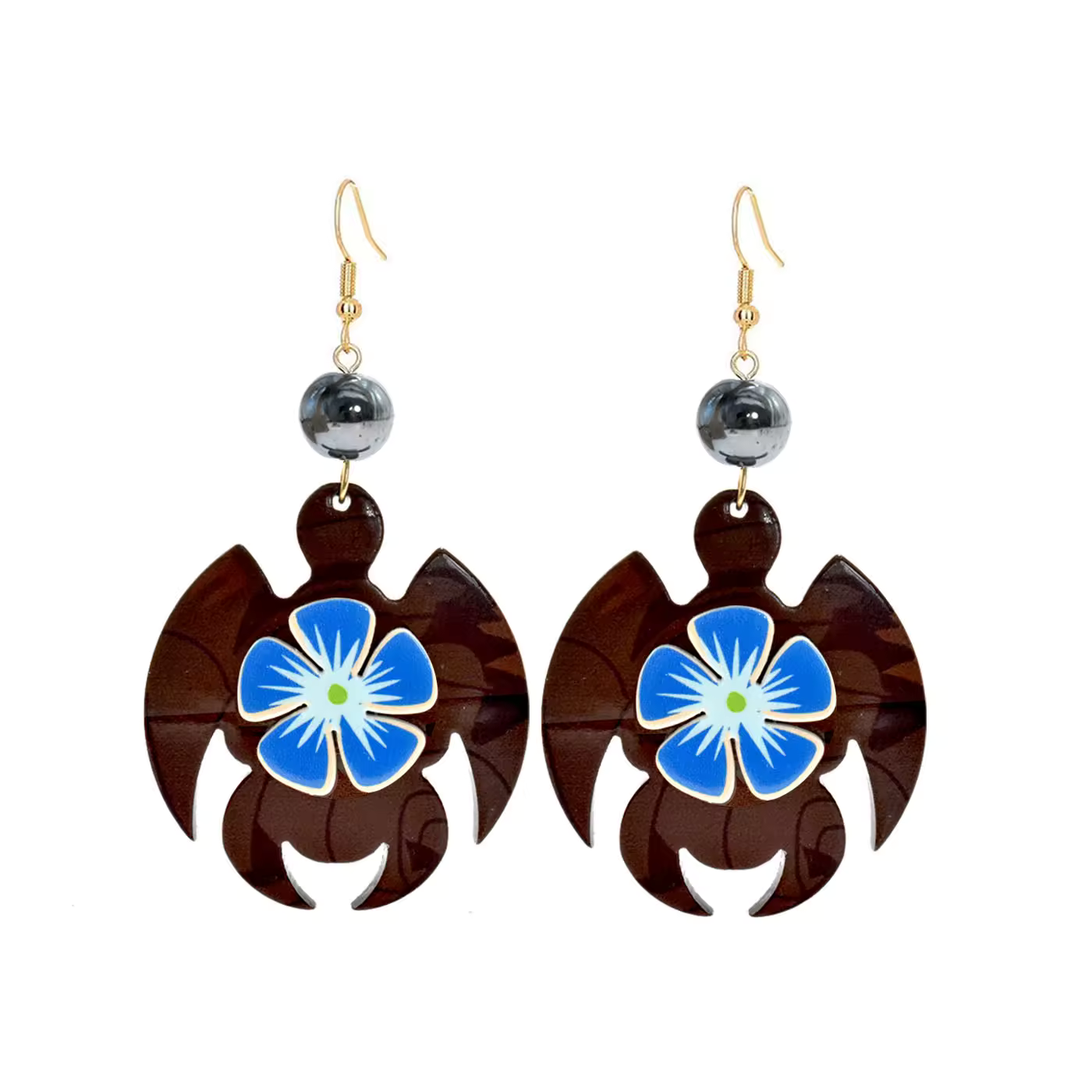 Boho Sea Turtle Resin Earrings