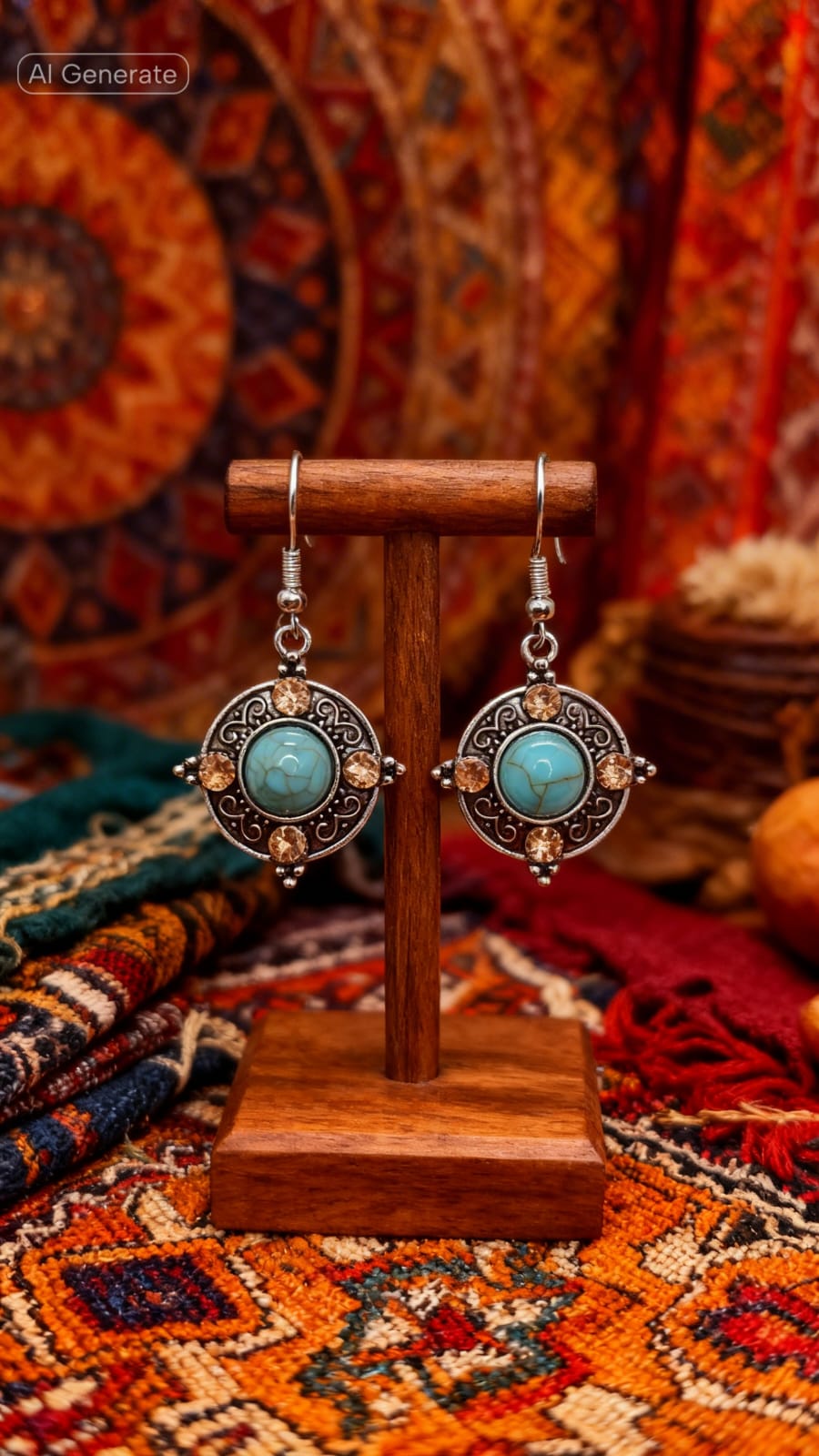 Boho Turquoise Mandala Earrings