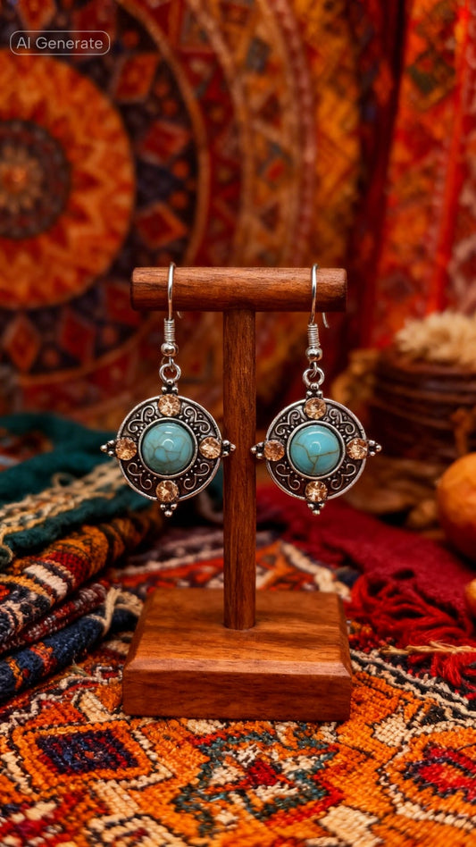 Boho Turquoise Mandala Earrings
