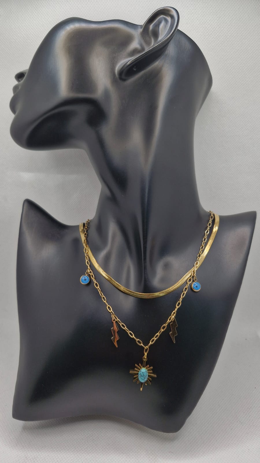 Boho Lightning & Sun Talisman Necklace – Stainless Steel