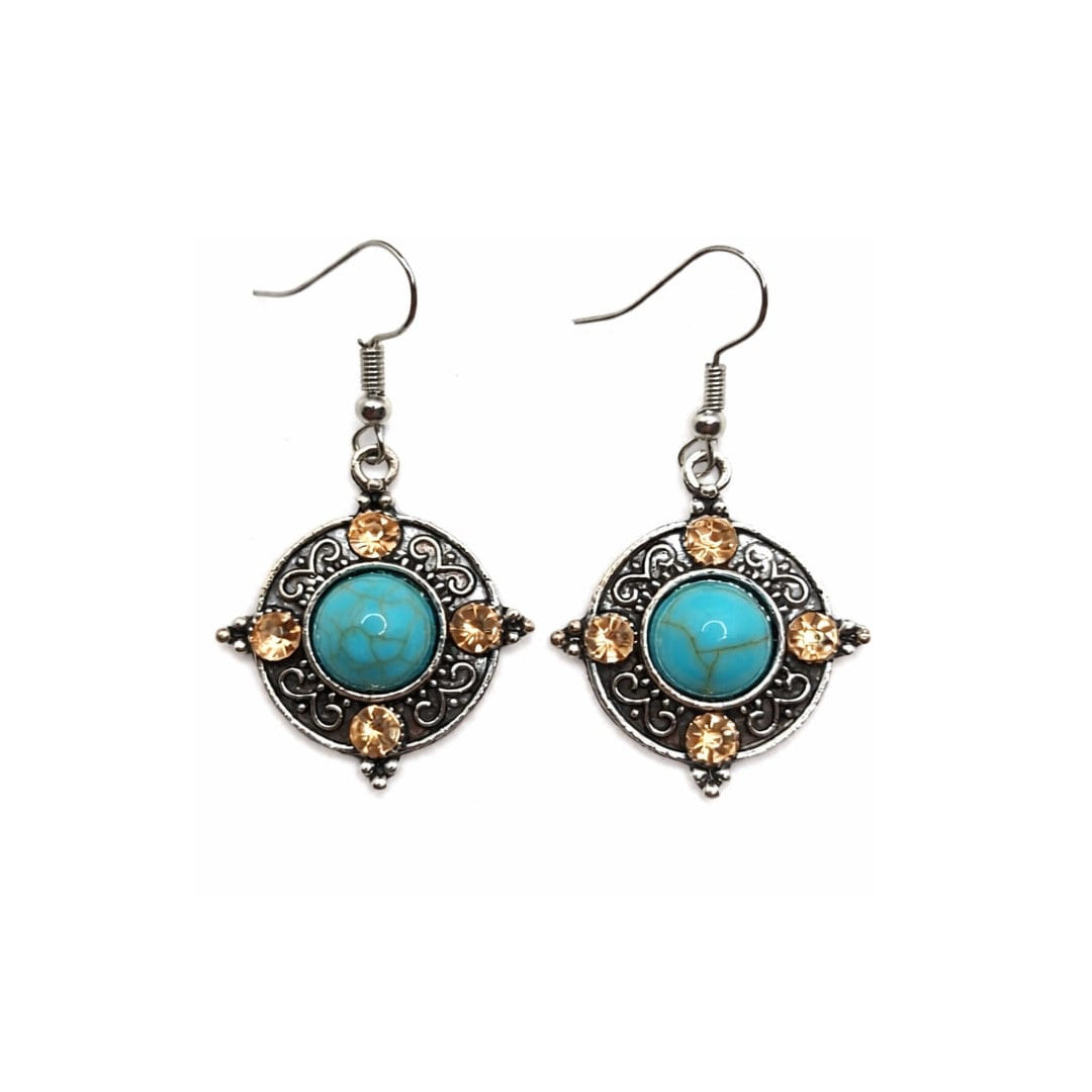Boho Turquoise Mandala Earrings